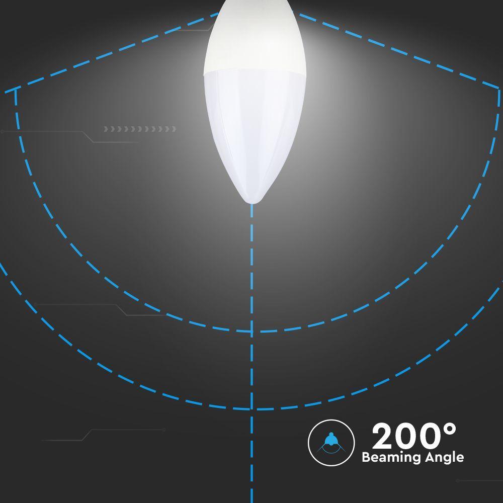 5.5W Żarówka LED C35, Chip SAMSUNG, Barwa:6400K, Trzonek:E14, Ściemniana, VTAC, SKU 20187