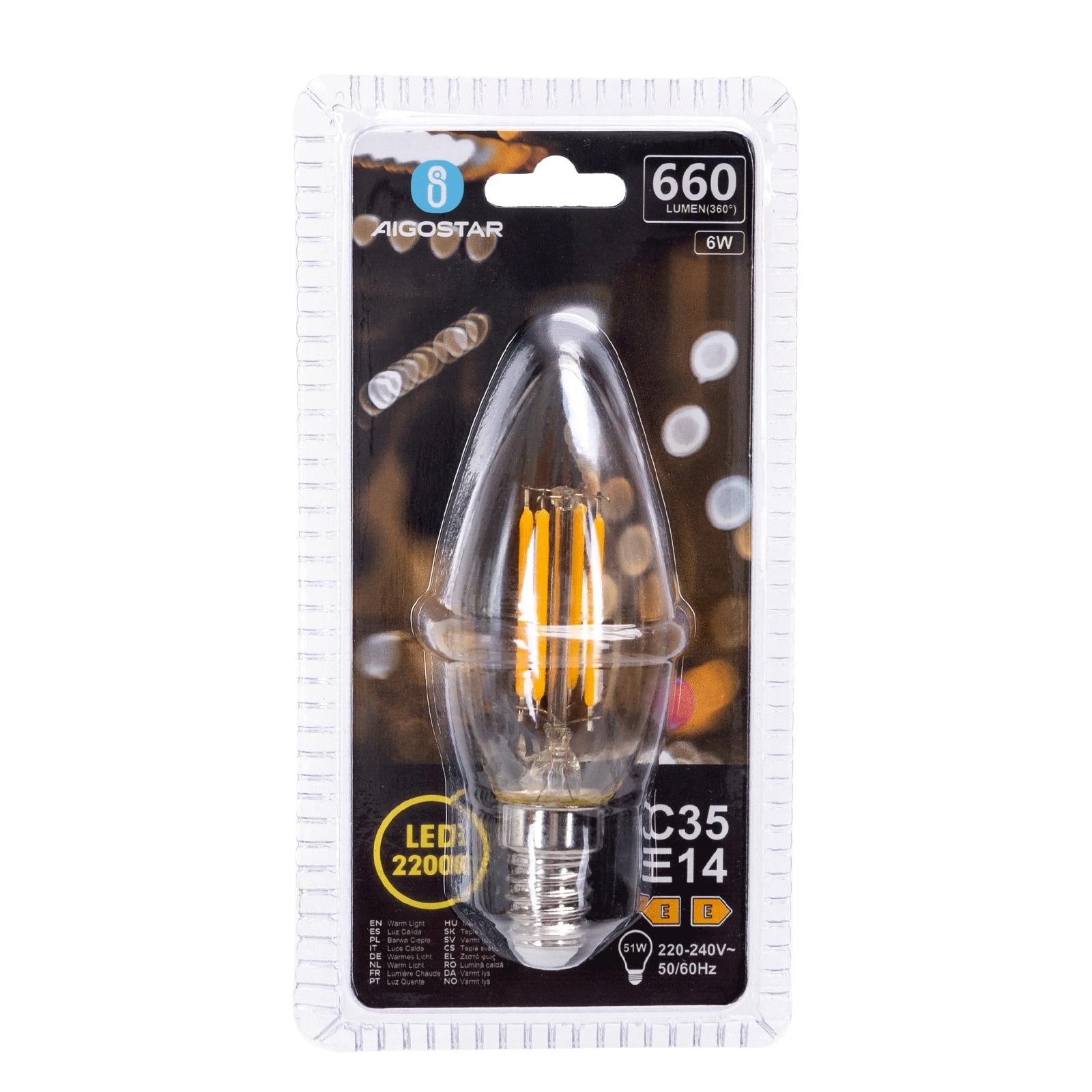 Żarówka LED Filament (Bursztynowa) C35 E14 6W