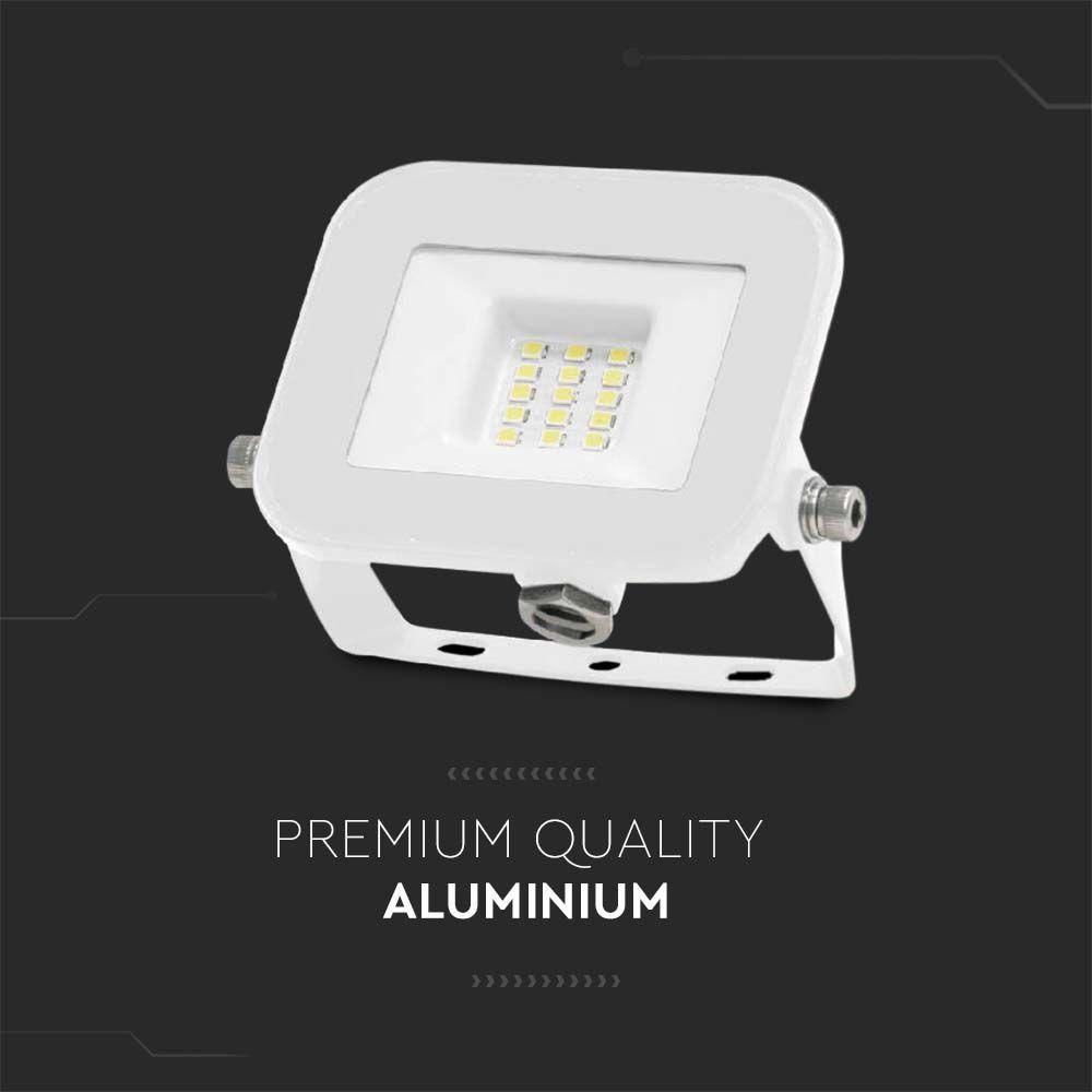 VT-44010 10W FLOODLIGHT SAMSUNG CHIP 3000K WHITE BODY WHITE GLASS