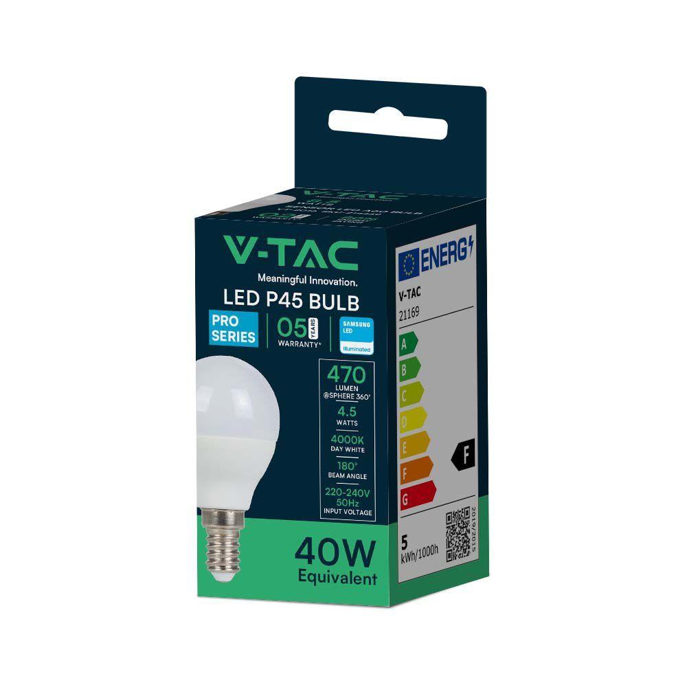 VT-236 4.5W P45 PLASTIC BULB SAMSUNG CHIP 4000K E14