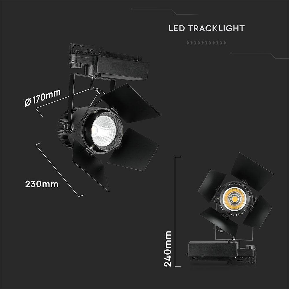 33W Lampa LED na szynoprzewód , Chip SAMSUNG, Barwa:3000K, 5 Lat gwarancji, Obudowa: Czarna, VTAC, SKU 371