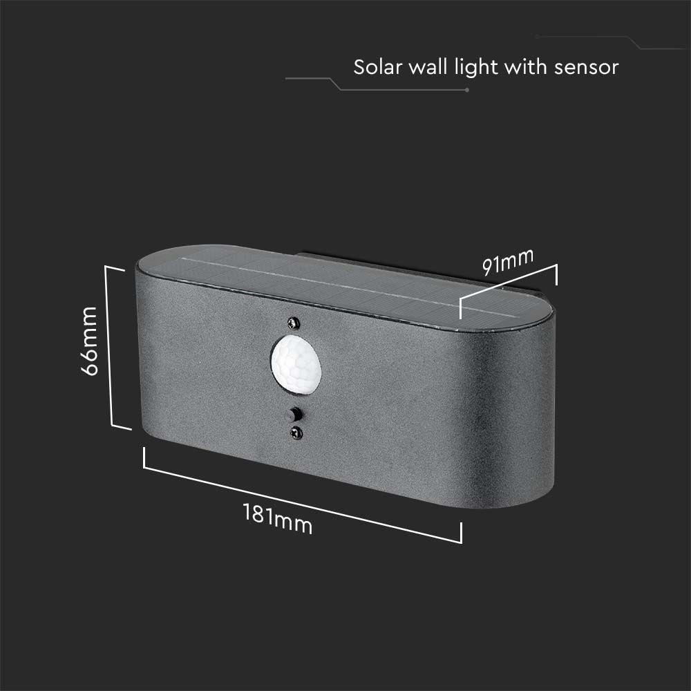 VT-1148 2.5W LED SOLAR WALL LAMP SMD WITH PIR SENSOR 3000K IP54