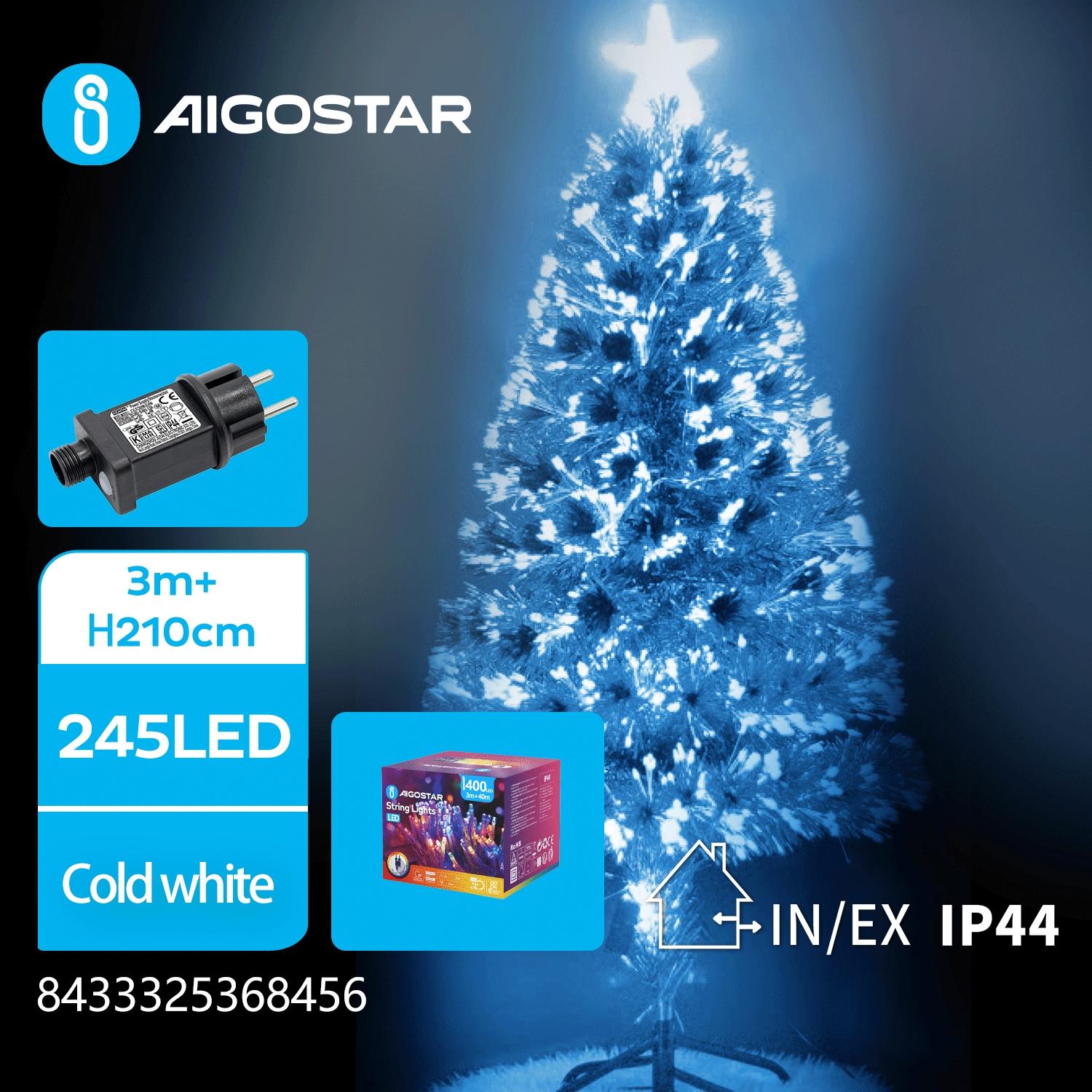 Christmas decorations-Low voltage adapter Pure Fiber tree-210CM-Water blue-8blink+time-IP44