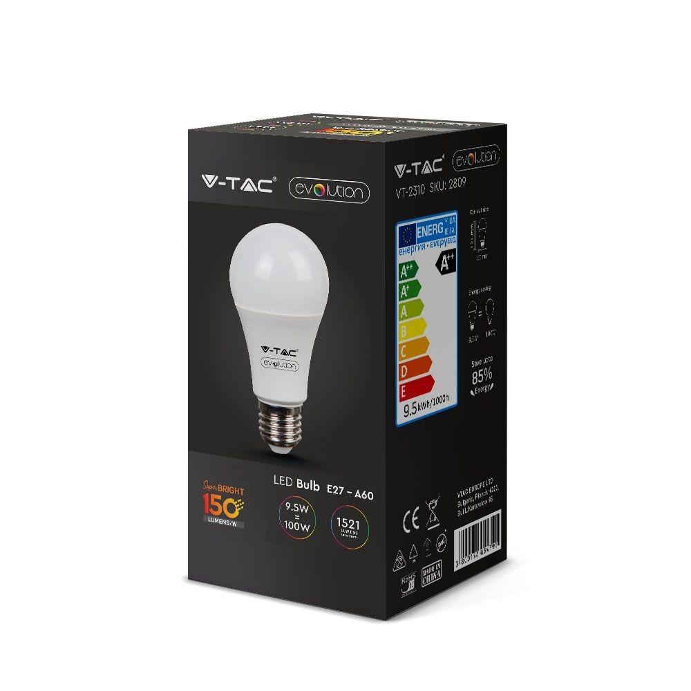 VT-2310 9.5W A60 LED PLASTIC BULB 3000K E27(150LM/WATT)