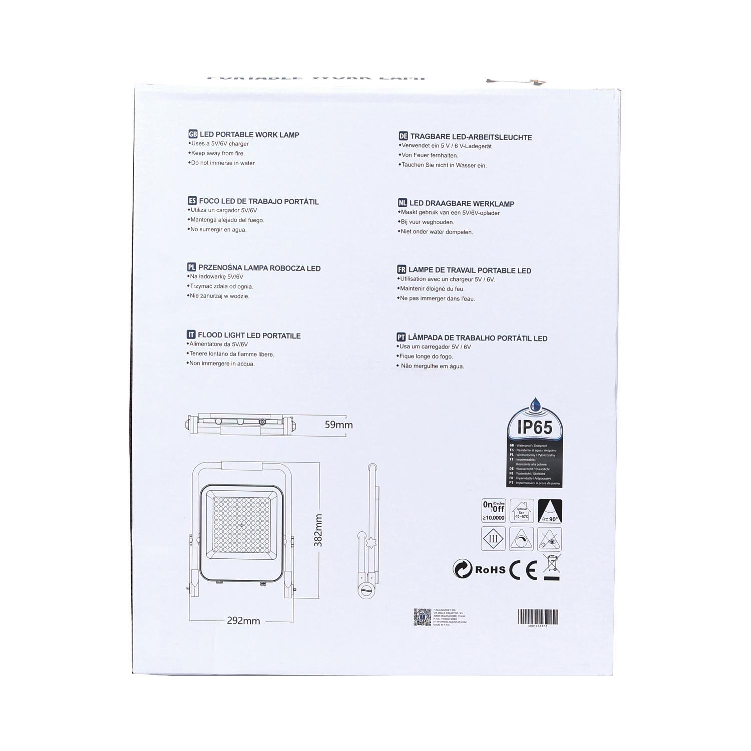 LED Ładowalny reflektor 100W (100W,6500K,IP65)