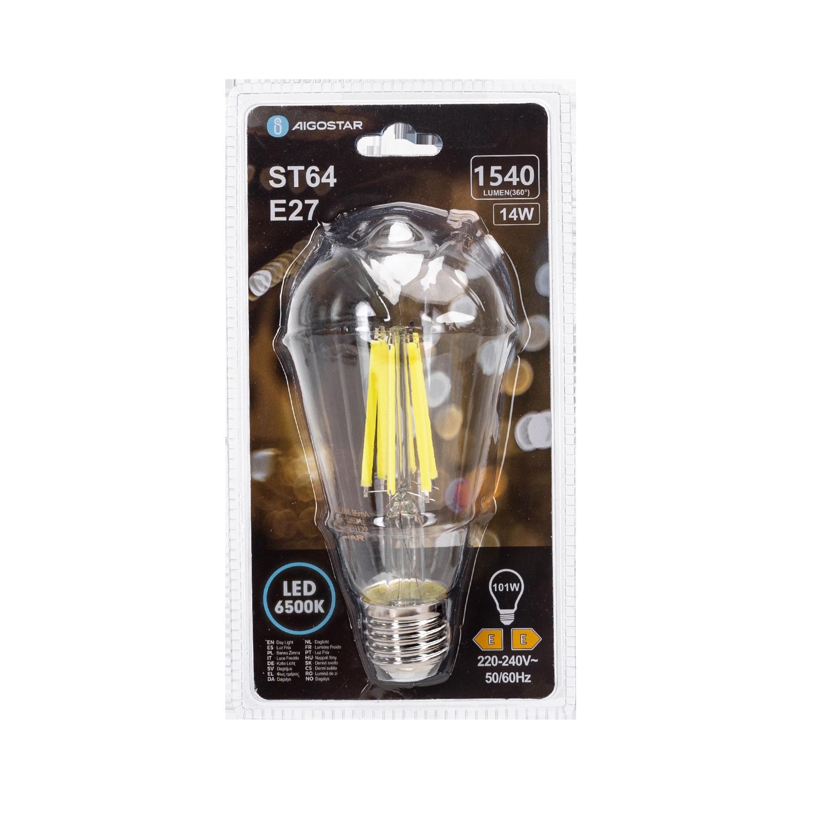 Żarówka LED Filament (Przezroczysta) ST64 E27 14W