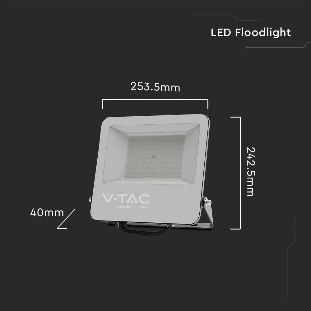 VT-44106 100W LED FLOODLIGHT 4000K BLACK BODY GREY GLASS 160LM/W