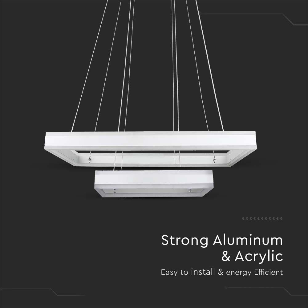 115W Lampa Wisząca, Klosz: Aluminium, Barwa:3000K, Ściemniana, Biały, VTAC, SKU 213986