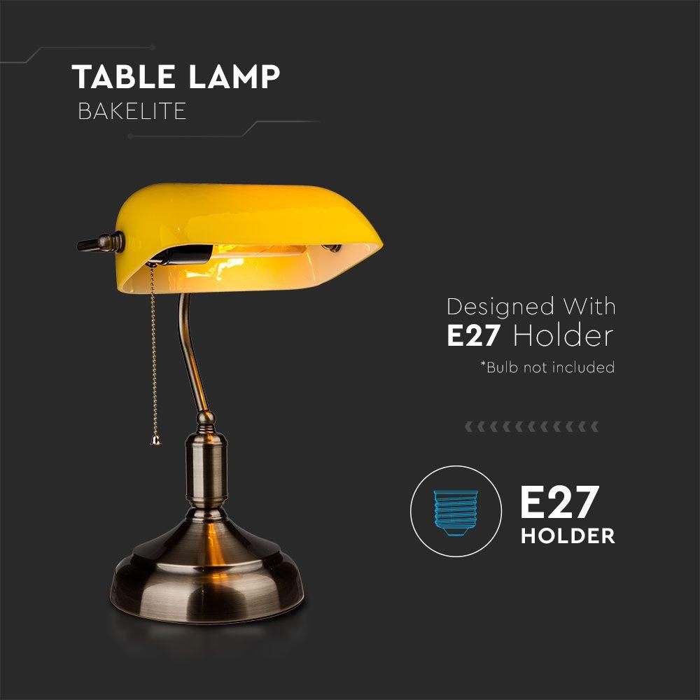 VT-7151 BANKER BAKELITE TABLE LAMP WITH E27 HOLDER-YELLOW