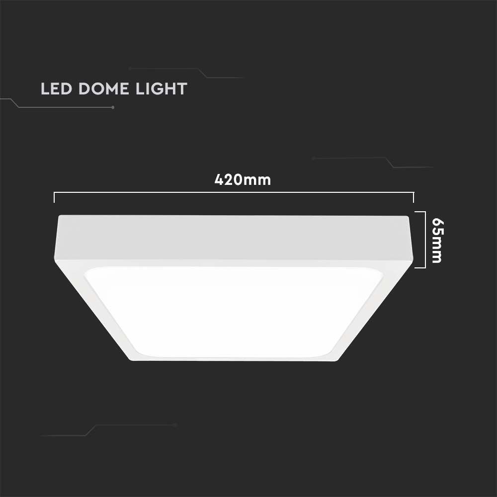 VT-8630 30W LED DOME LIGHT 6500K SQUARE WHITE FRAME IP44