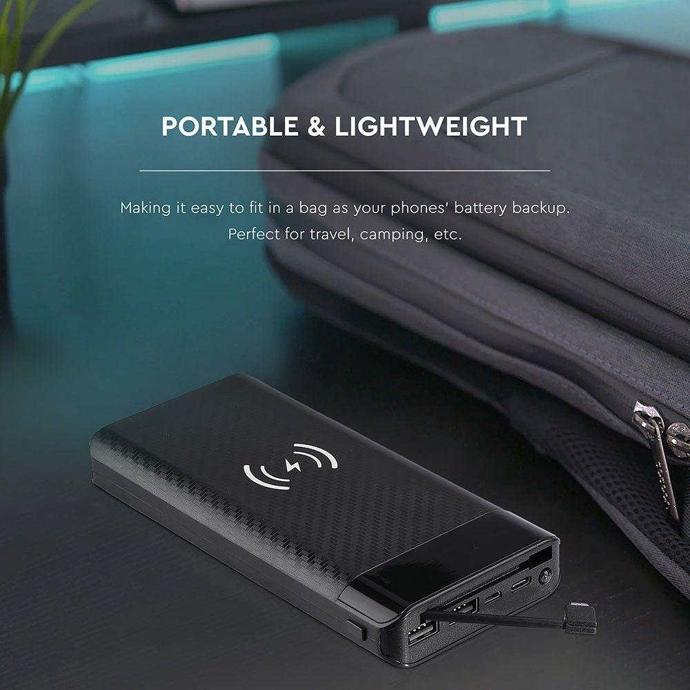 VT-3508 20000mah WIRELESS POWER BANK WITH MICRO USB CABLE-BLACK