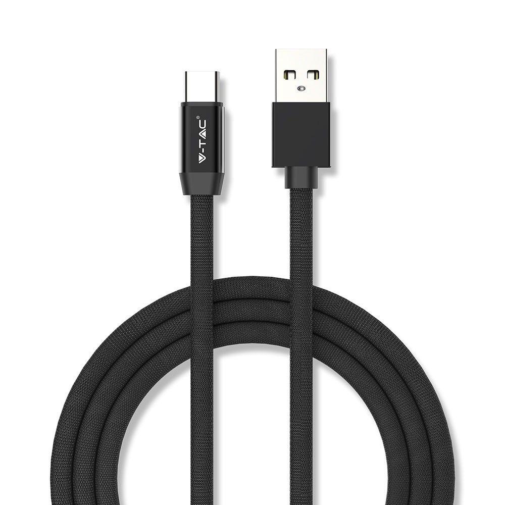 VT-5342 1M TYPE-C USB BRAIDED CABLE WITH COTTON FABRIC-BLACK(RUBY SERIES)