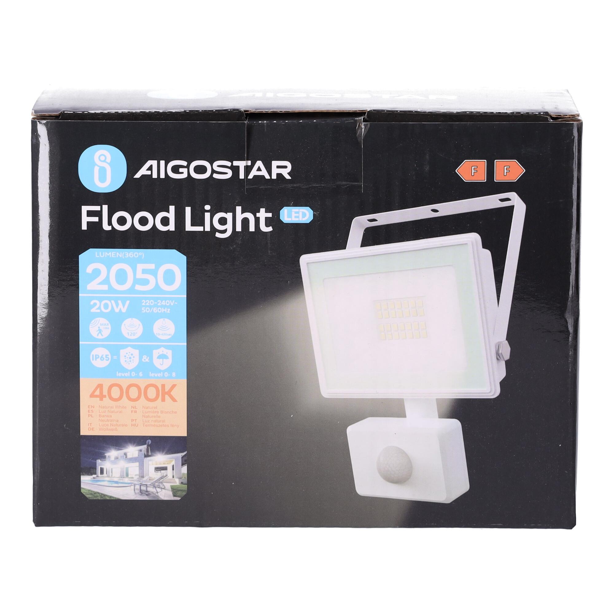 LED Slim Floodlight with Sensor White 20W (Die-casting)