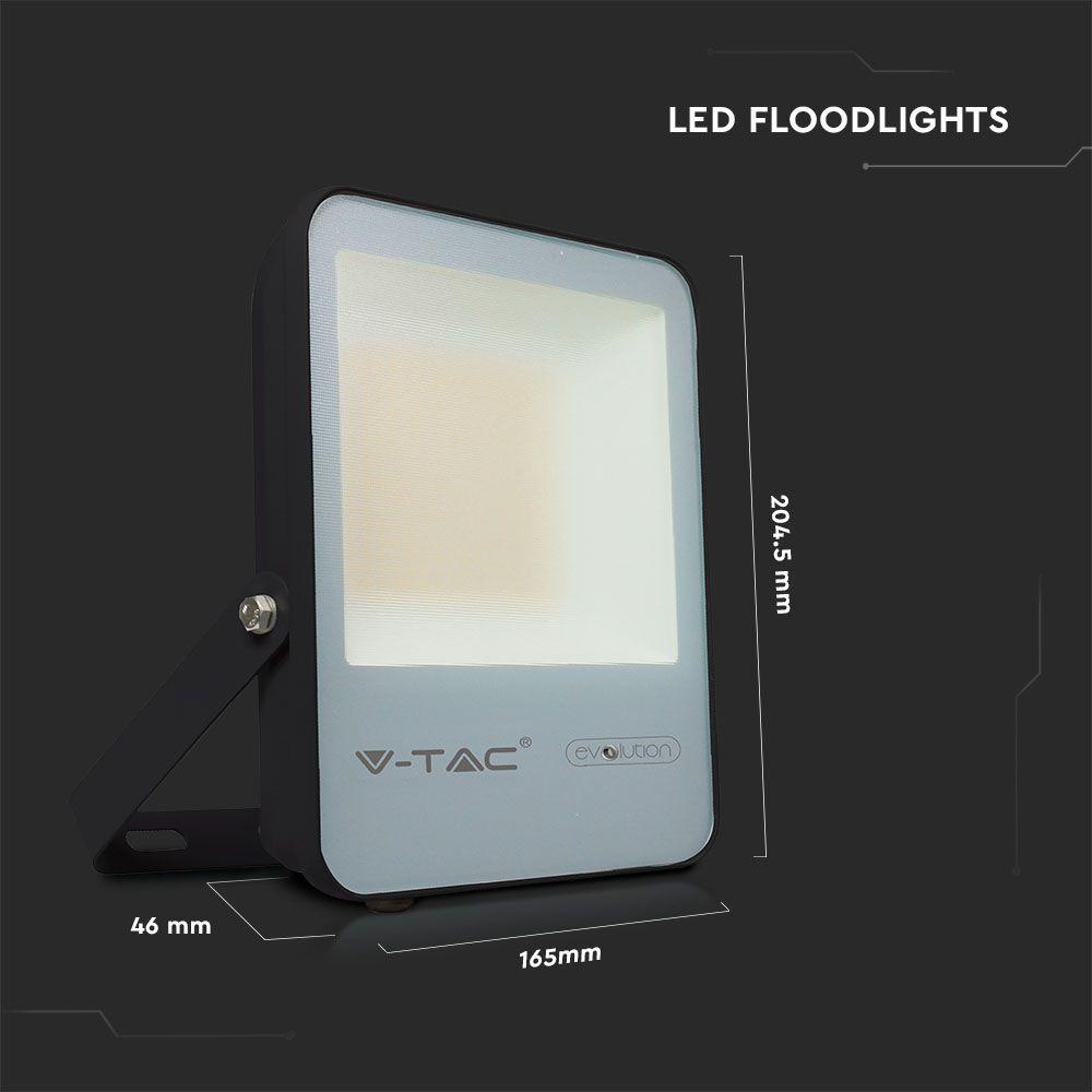 VT-30185 30W LED FLOODLIGHT 6400K BLACK BODY GREY GLASS 185LM/W