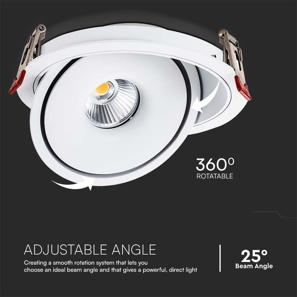 20W Oprawa COB Downlight LED, Barwa: 3w1, Obudowa: Biała , VTAC, SKU 10581