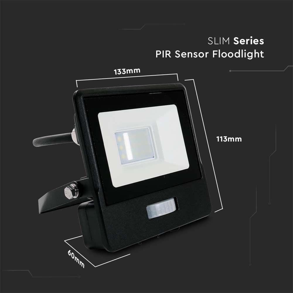 VT-118S-1 10W PIR SENSOR FLOODLIGHT SAMSUNG CHIP & 1M CABLE 3000K BLACK BODY