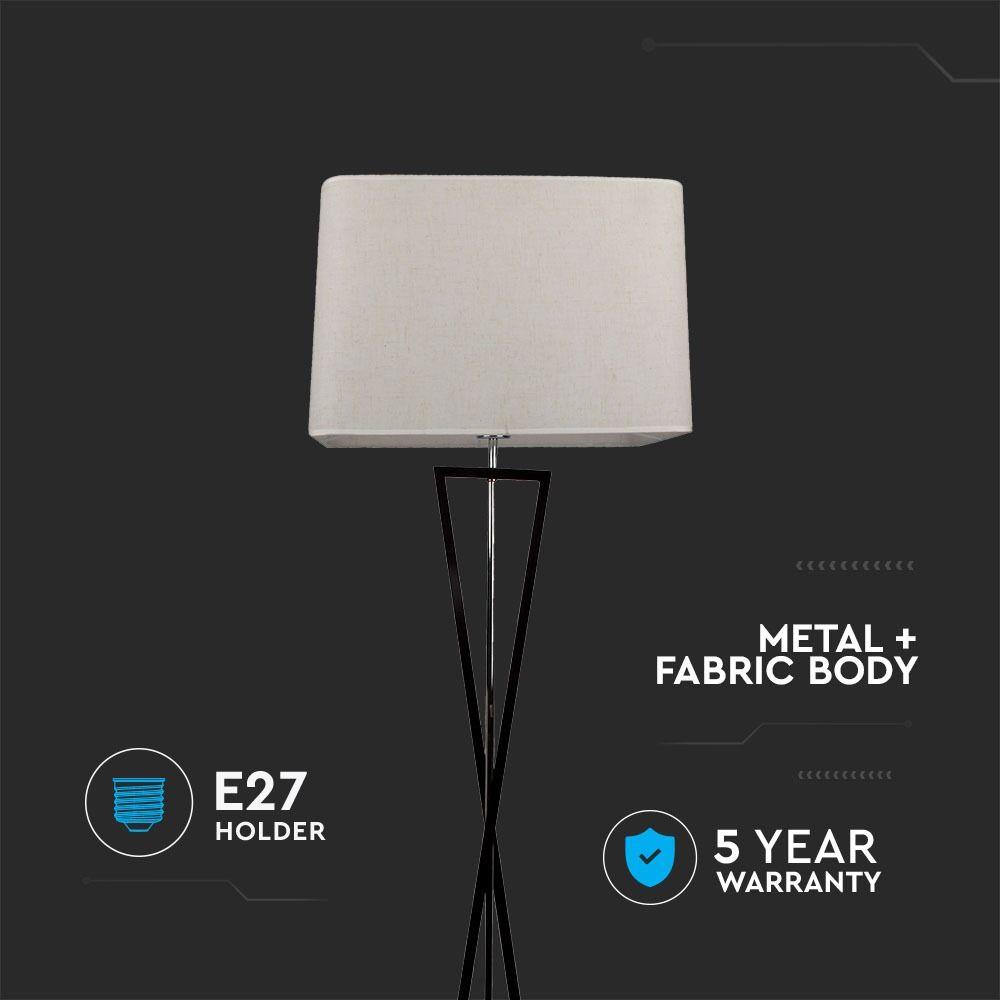 VT-7912 DESIGNER FLOORLAMP - SQUARE IVORY LAMPSHADE, BLACK METAL CANOPY - E27