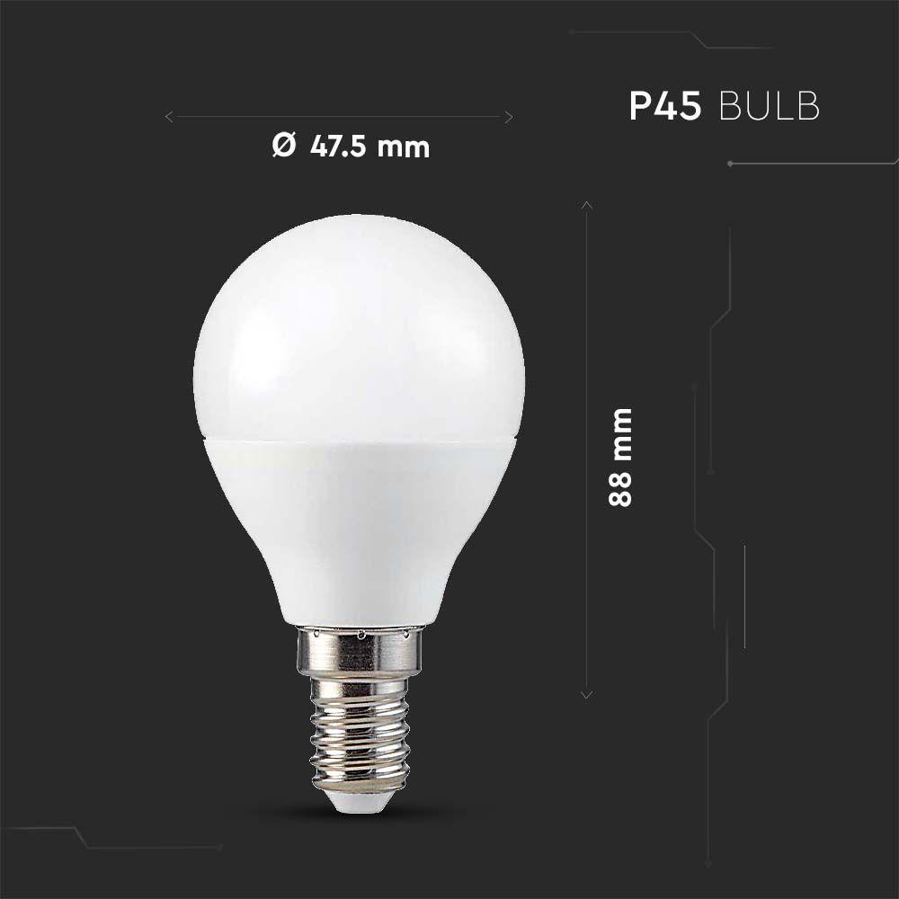 4.8W P45 Żarówka LED sterowana pilotem, Barwa:RGB+3000K, Ściemniana, Trzonek:E14, VTAC, SKU 3029