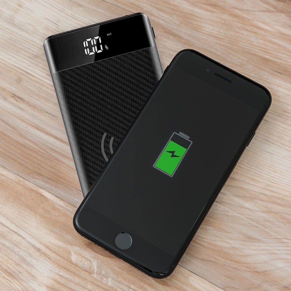 VT-3508 20000mah WIRELESS POWER BANK WITH MICRO USB CABLE-BLACK