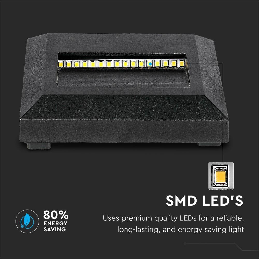 VT-1152 2W LED STEP LIGHT 3000K BLACK BODY SQUARE