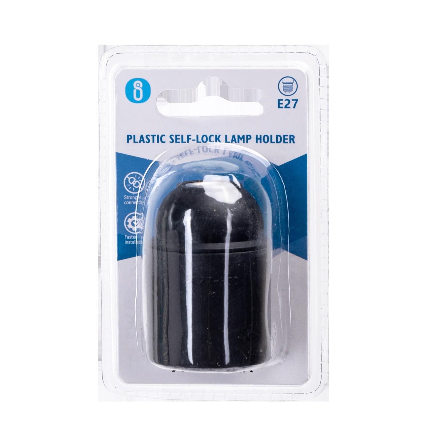 E27 Plastic Screw Terminal Lamp Holder Black