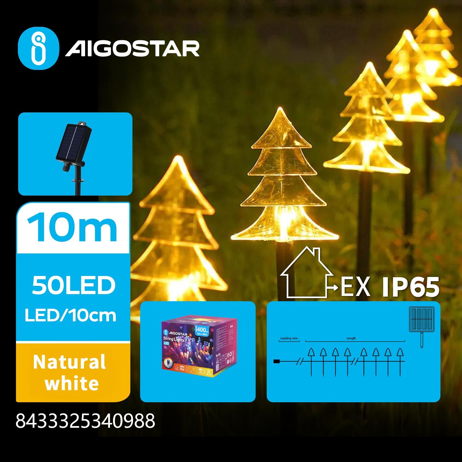 Solar Christmas tree ground-inserted light, natural white, 1m