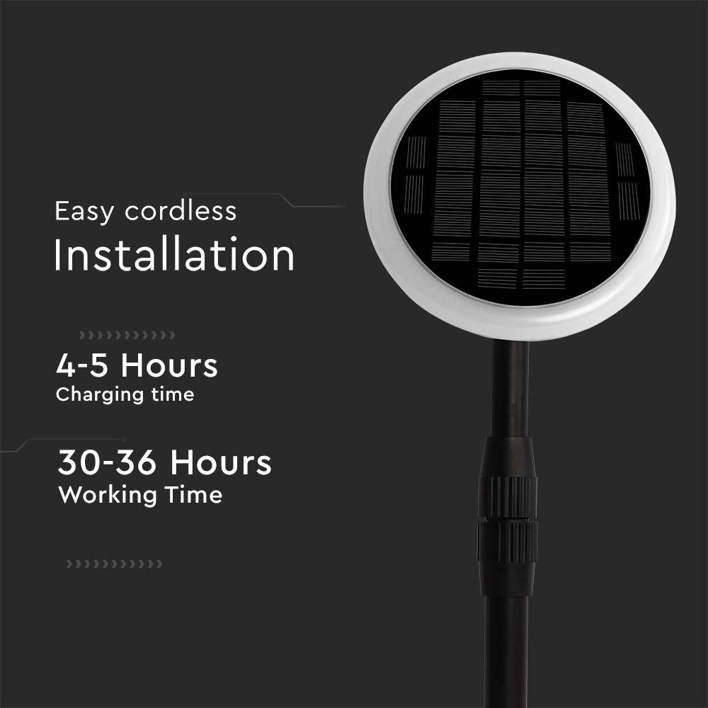 VT-948 8W LED SOLAR GARDEN LIGHT 3000K WHITE+BLACK BODY