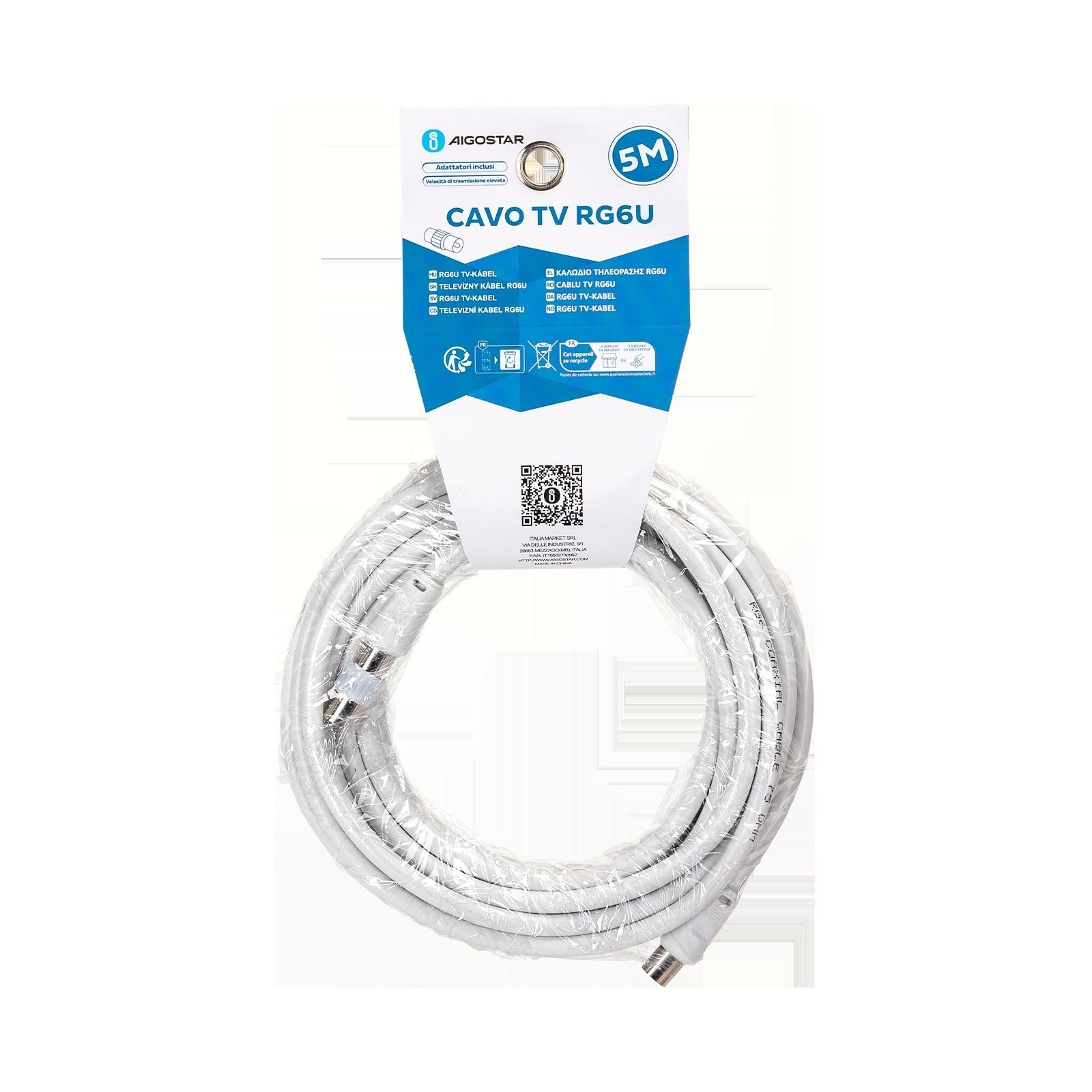 TV CABLE 5M（MALE TO MALE） RG6U WITH ACCESSORIES