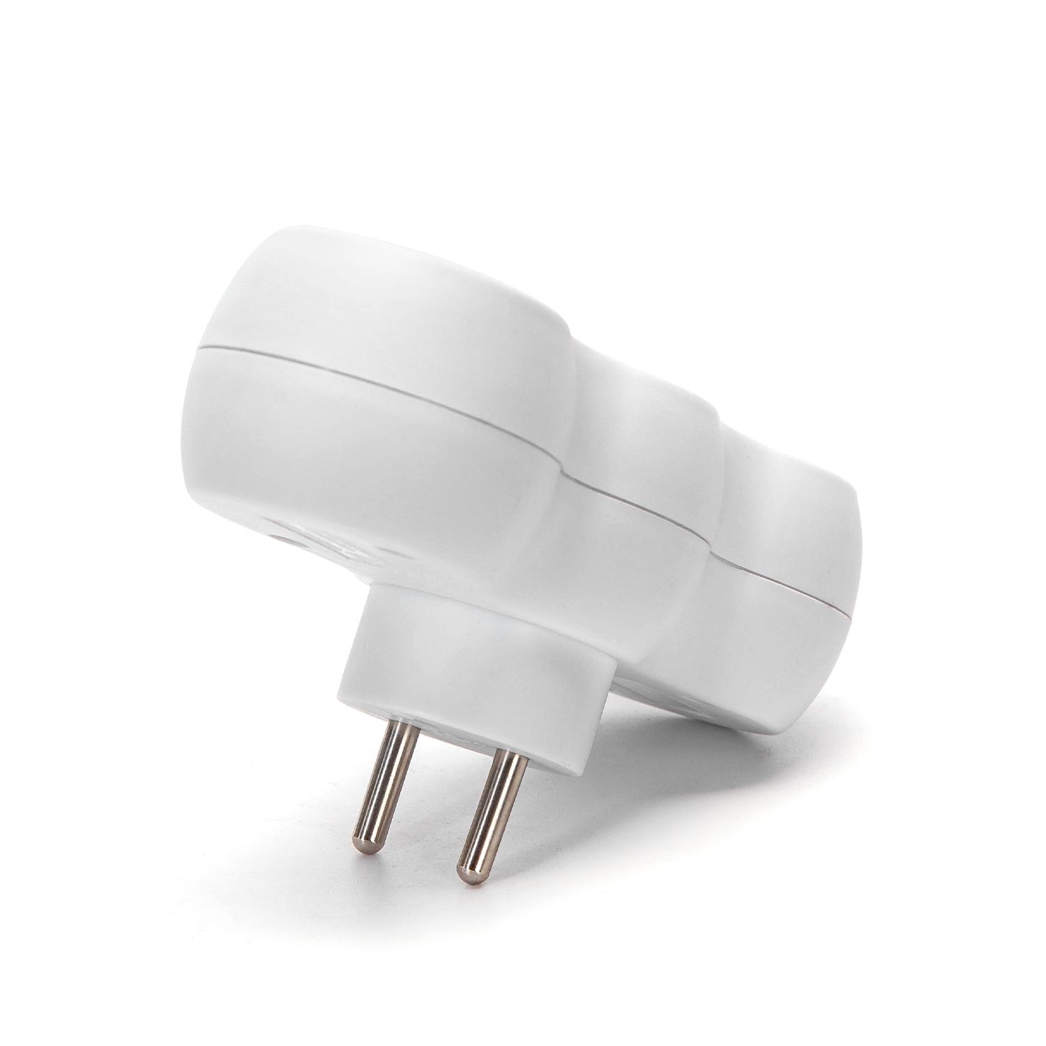 French 3-Way Adaptor (Without Switch) 16A White