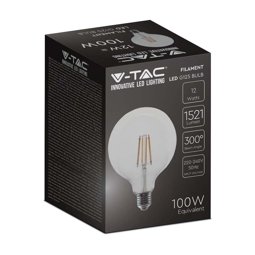 VT-2143 12.5W G125 LED FILAMENT BULB CLEAR COVER 3000K E27