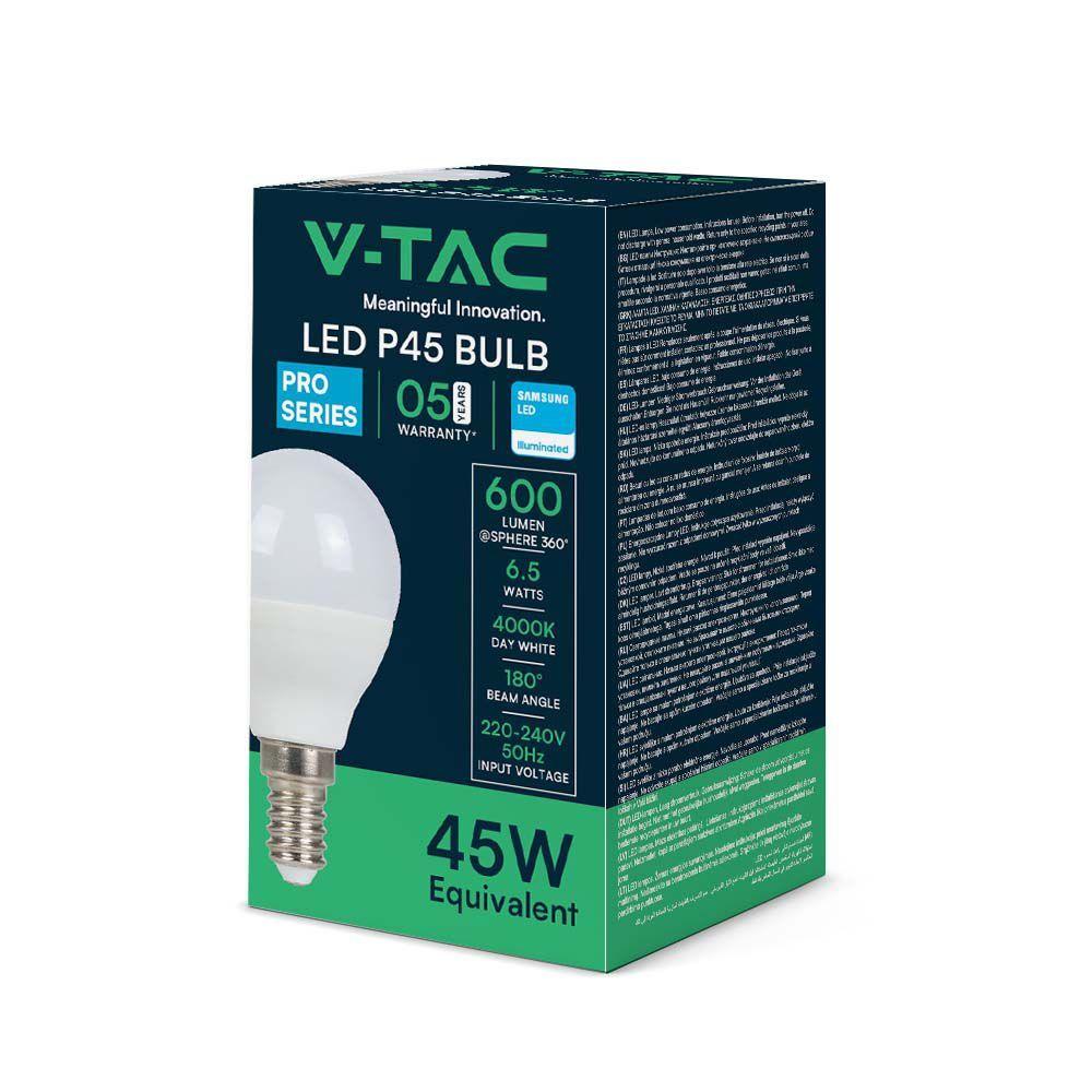 VT-270 6.5W P45 PLASTIC BULB SAMSUNG CHIP 4000K E14