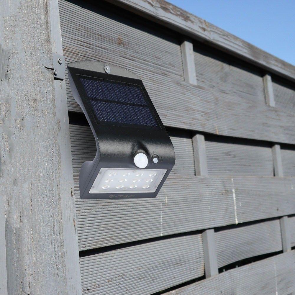 1.5W Lampa solarna ścienna, Trójkąt, Barwa:4000K, Obudowa: Czarny + Czarny, VTAC, SKU 8277