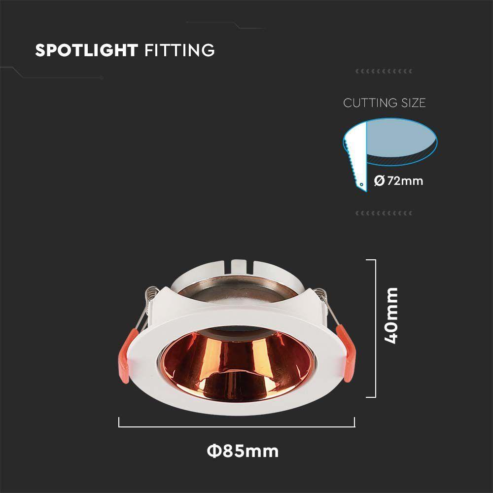 VT-931 GU10 FITTING ROUND WHITE FRAME+ROSE GOLD REFLECTOR