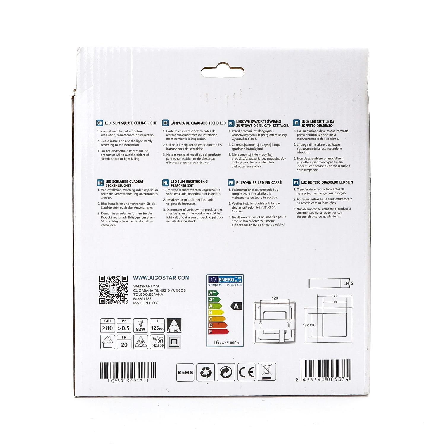 Downlight kwadratowy natynkowy LED 16W 4000K