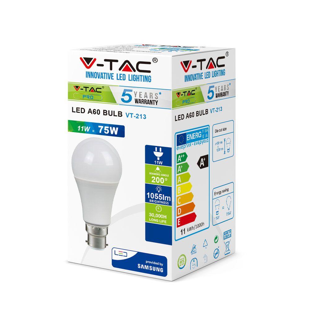 VT-213 11W A60 LED PLASTIC BULB SAMSUNG CHIP 4000K B22