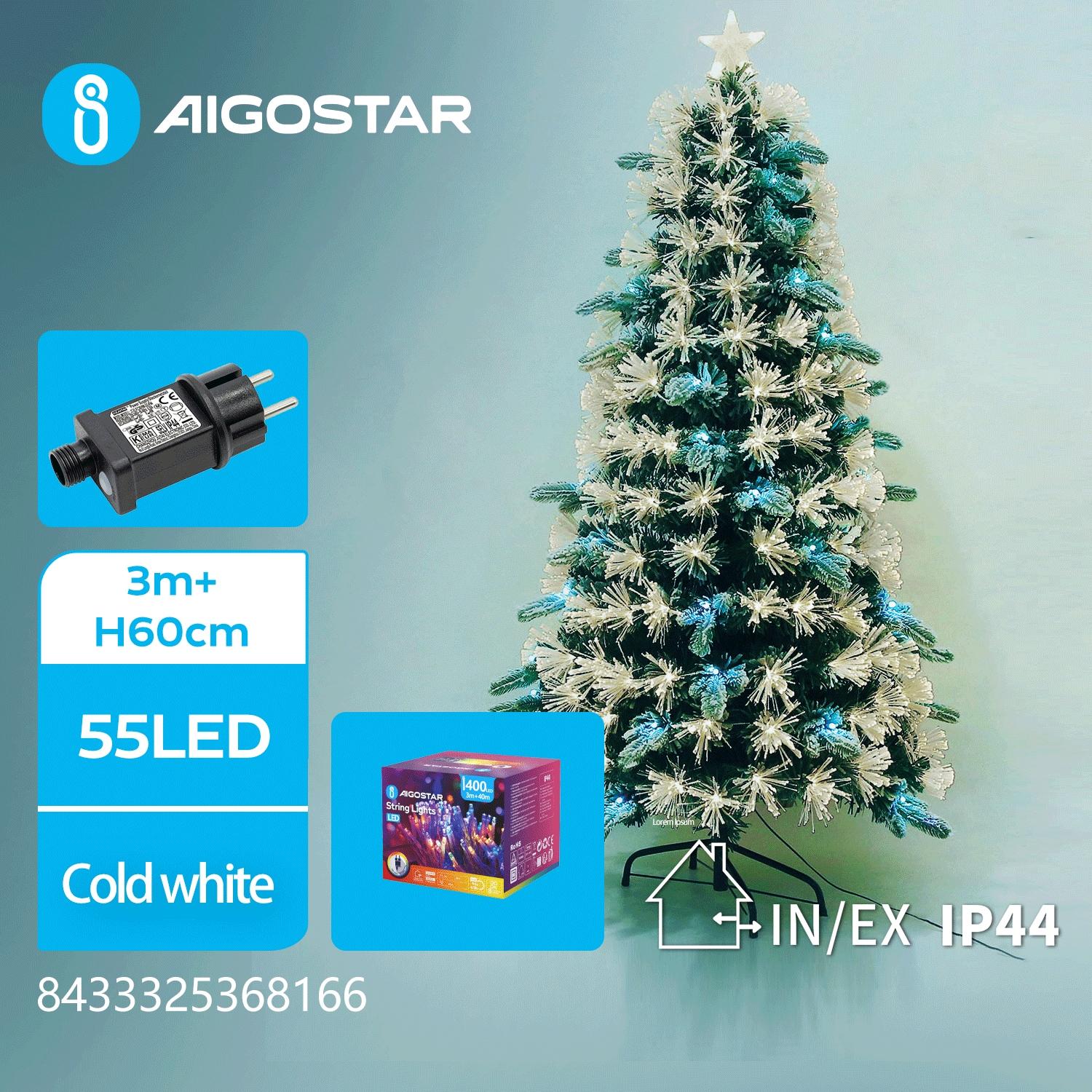 Christmas decorations-Low voltage adapter Flocking tree-60CM-Cool white-8blink+time-IP44