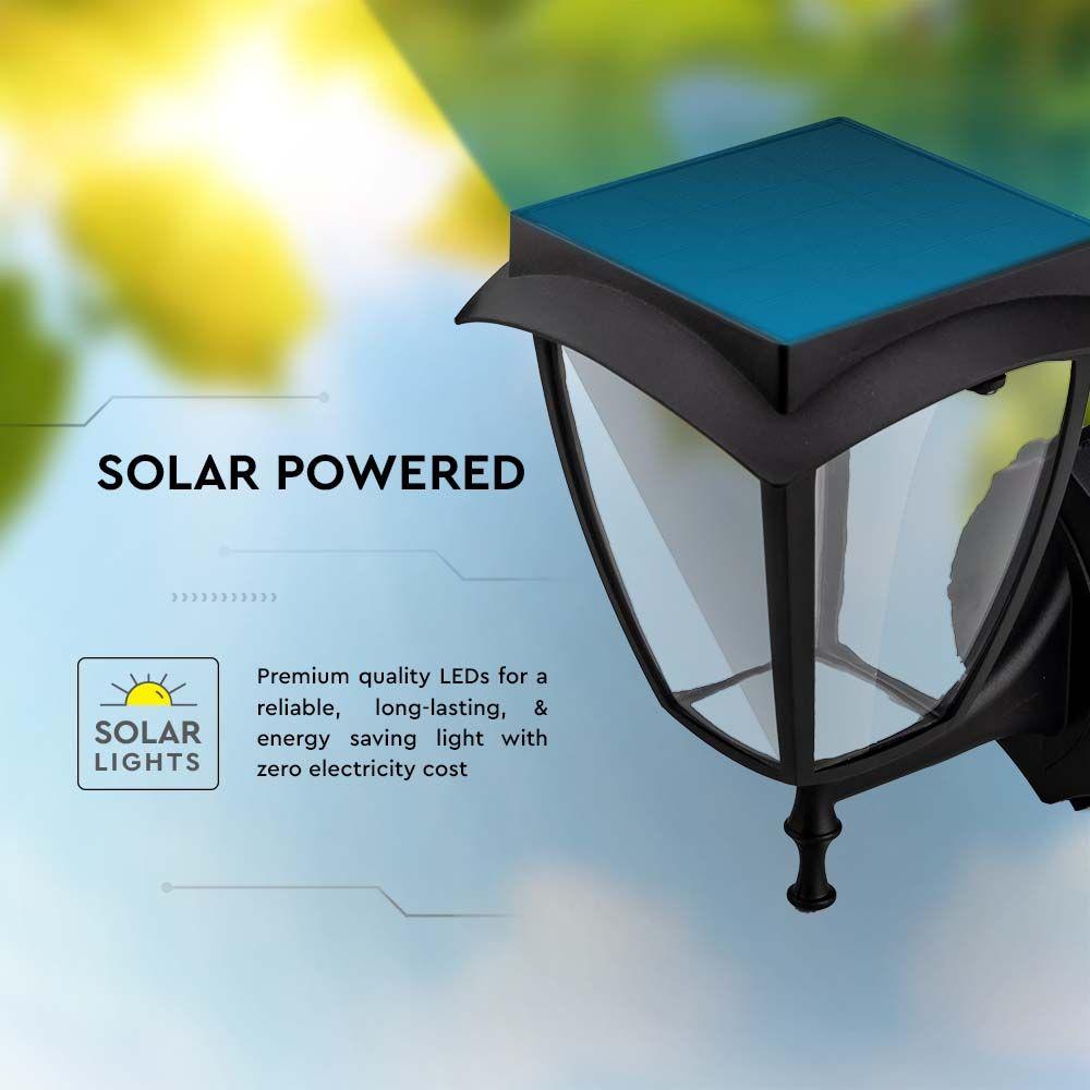 VT-982 LED SOLAR WALL LAMP 3000K+6000K MATT BLACK BODY