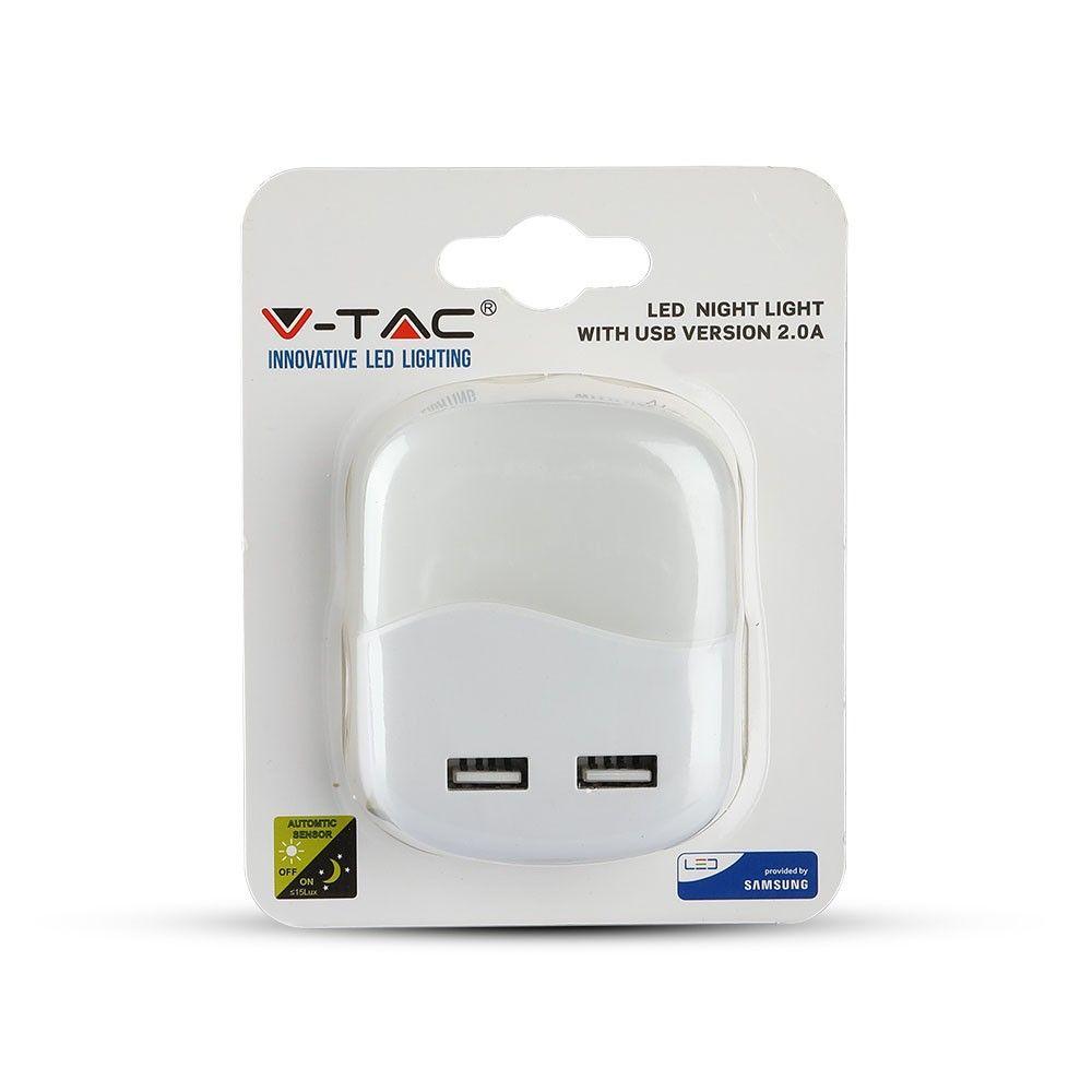 VT-84 0.45WLED NIGHT LIGHT(EU PLUG) WITH USB & SAMSUNG CHIP 4000K-SQUARE