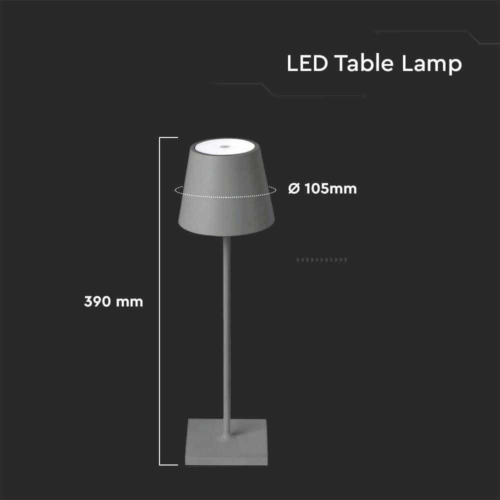 VT-7703 3W LED RECHARGEABLE DESK LAMP TOUCH DIMMABLE 4000K GREY BODY