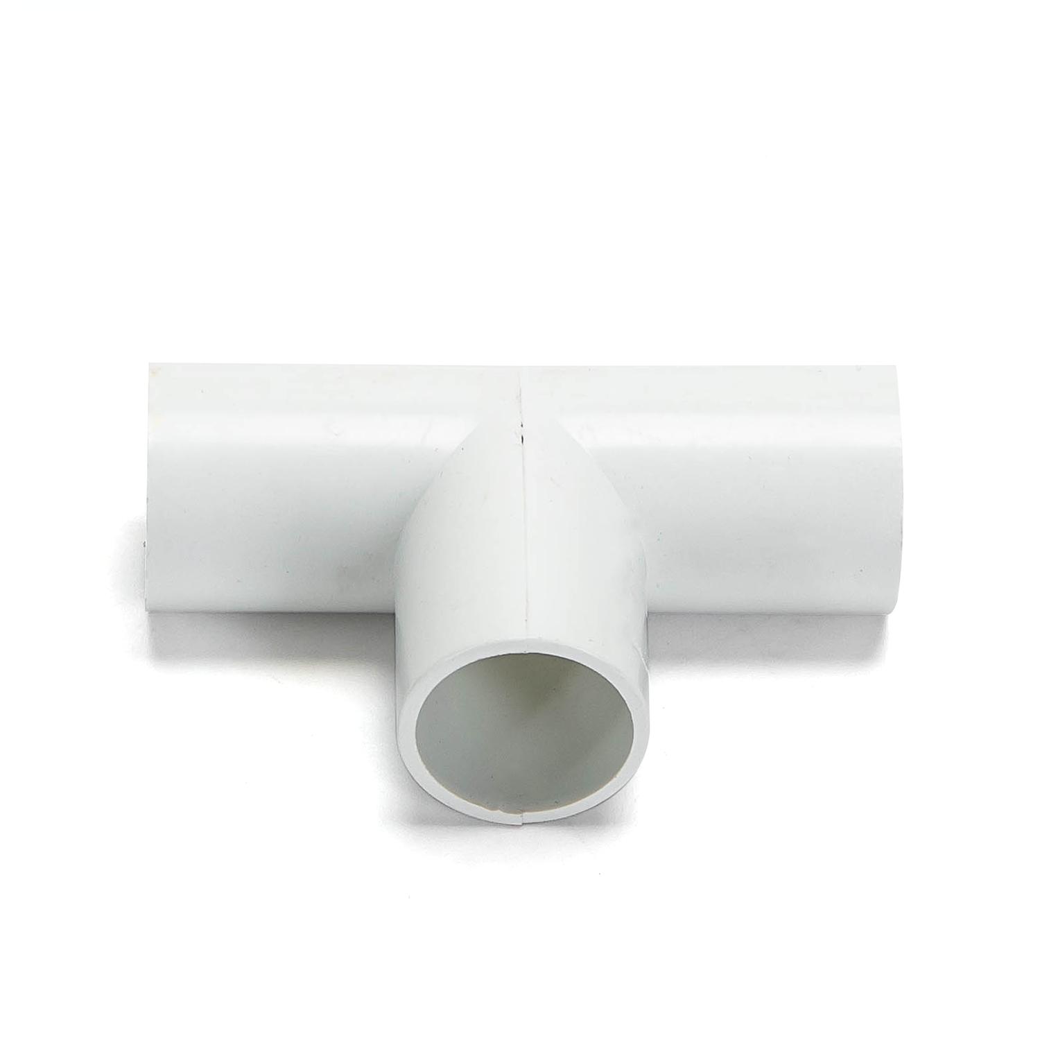 PVC Round Wire Duct Tee Bend White 20mm 4PCS