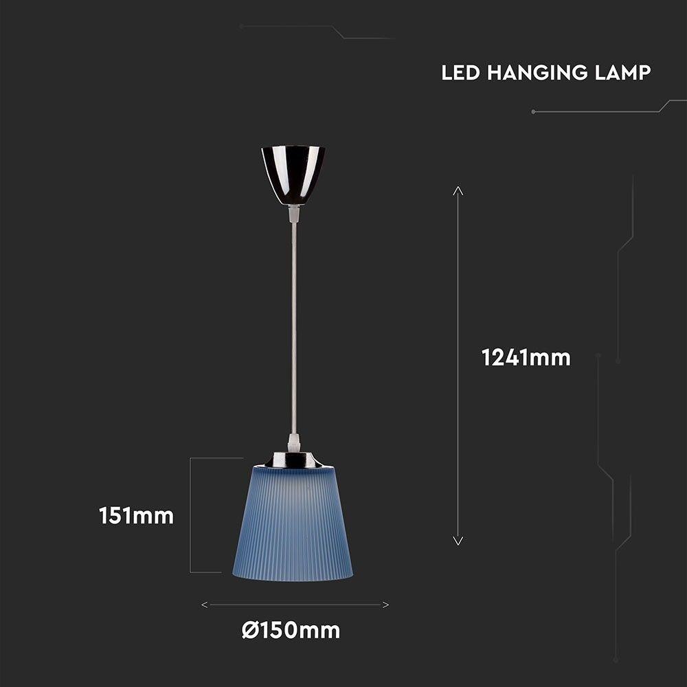 7W Lampa wisząca, Barwa:4000K, Klosz: Niebieski, Chrom, VTAC, SKU 8506