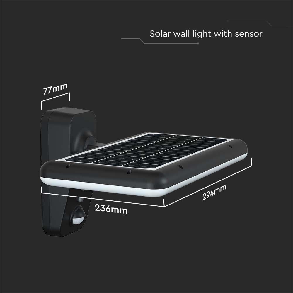 VT-414 15W LED SOLAR YARD LIGHT-KEEPER 2000LM LiFePO4 BATTERY 3.2V 6000mAh 6000K+4000K BLACK