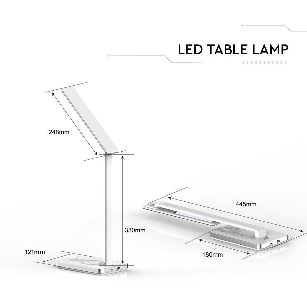 7W Lampka biurkowa z ładowarką indukcyjną, Barwa: 3w1, Biała, VTAC, SKU 218603