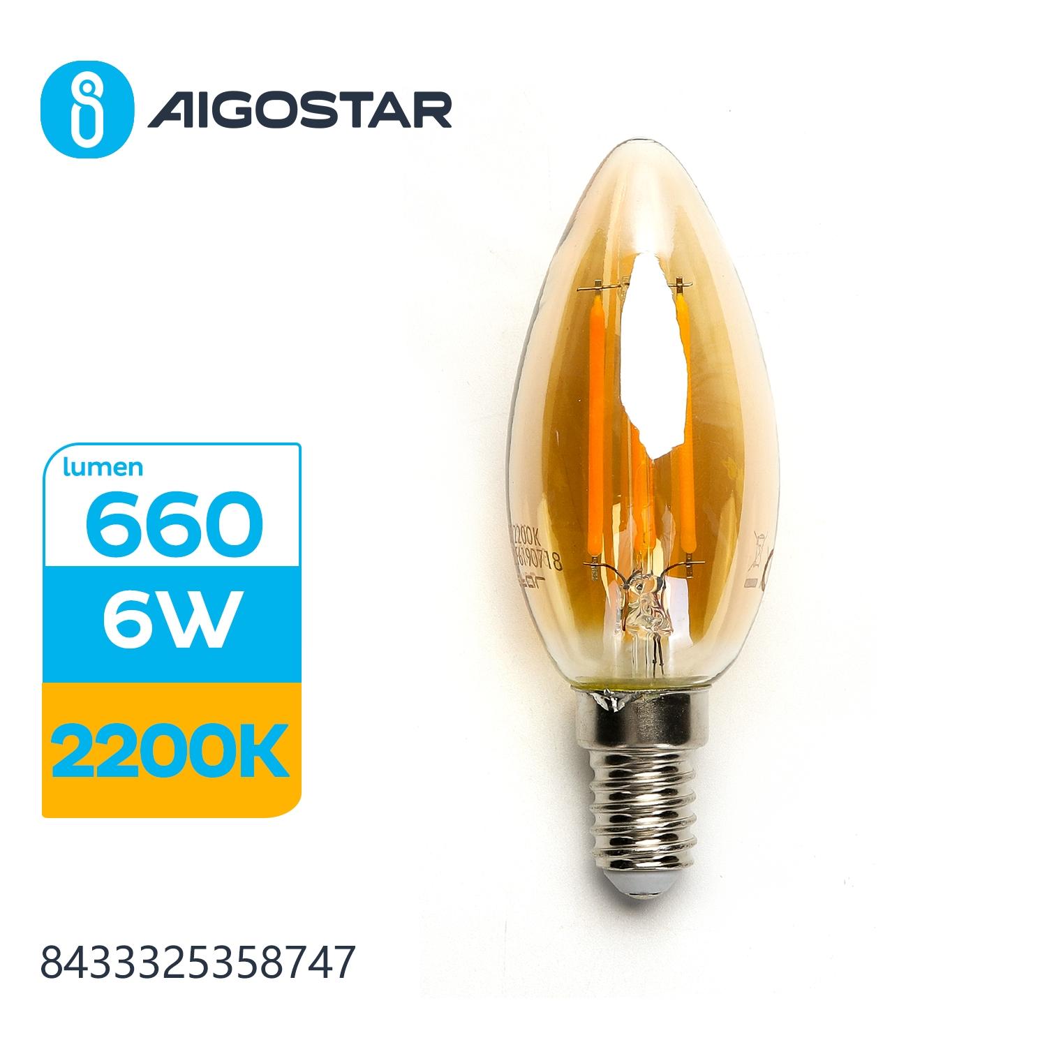 Żarówka LED Filament (Bursztynowa) C35 E14 6W