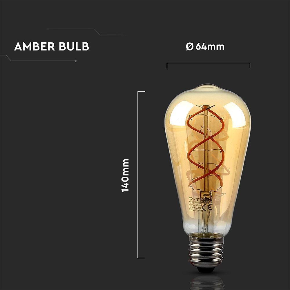 VT-2065 5W ST64 FILAMENT BULB 2200K AMBER GLASS