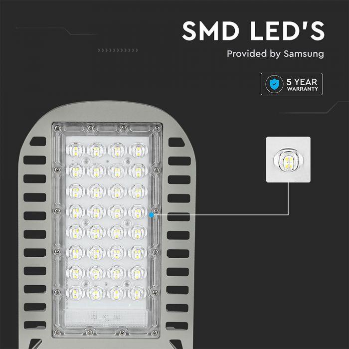 50W Lampa uliczna LED Slim, Chip SAMSUNG, Barwa:6500K, Wydajność: 135lm/w, VTAC, SKU 21959