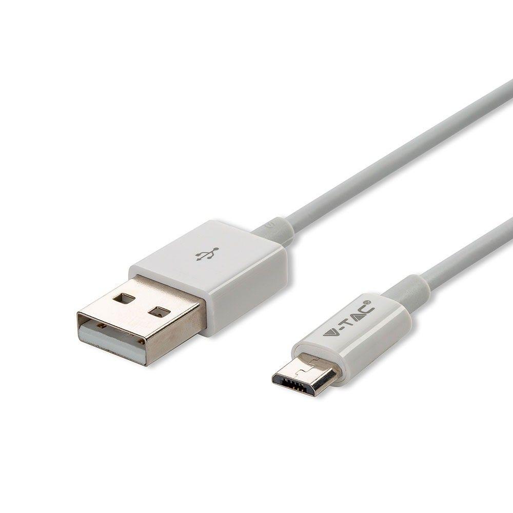 VT-5321 1M MICRO USB CABLE-WHITE(SILVER SERIES)