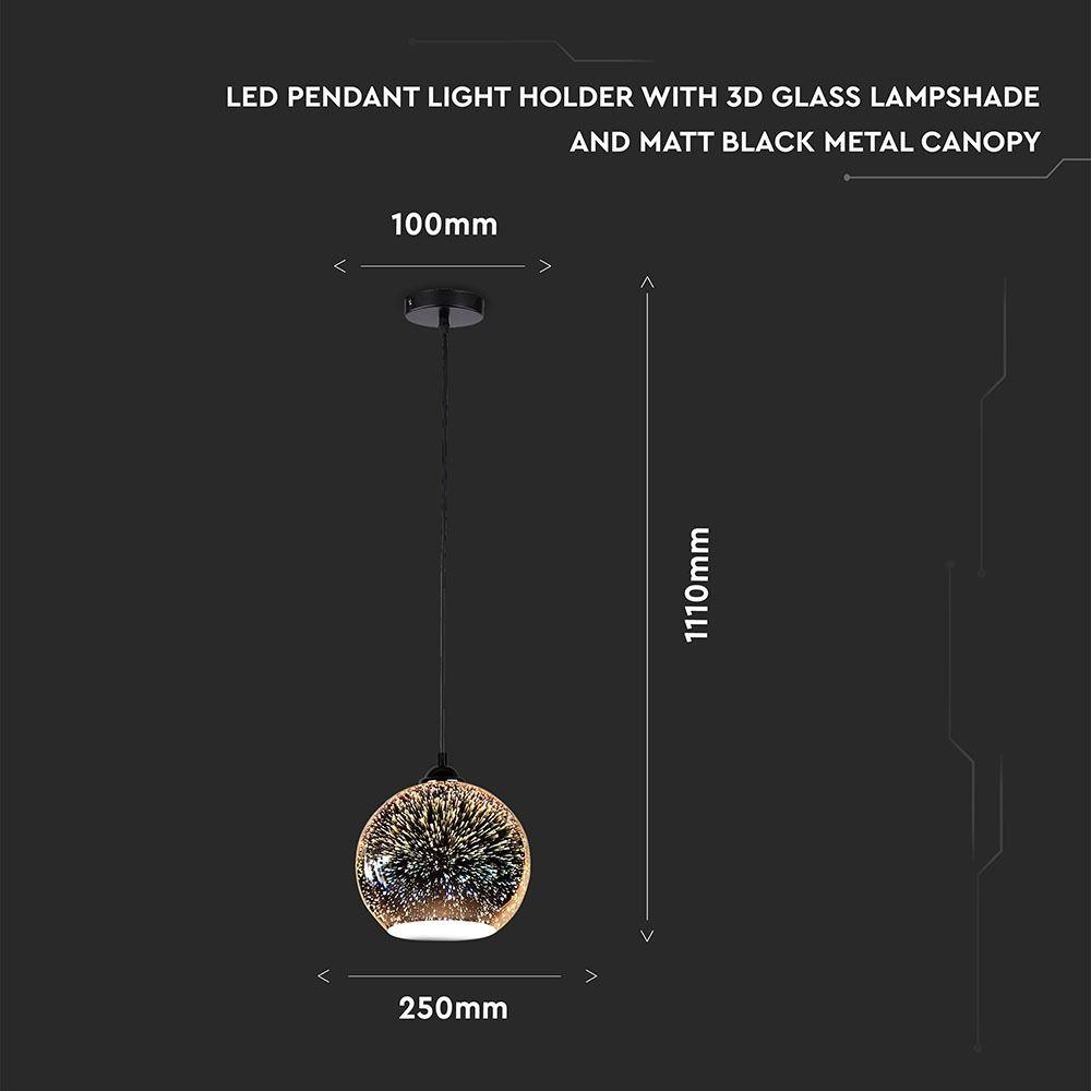 Lampa wisząca, Kula, Szkło 3D, Średnica: 250, VTAC, SKU 40131