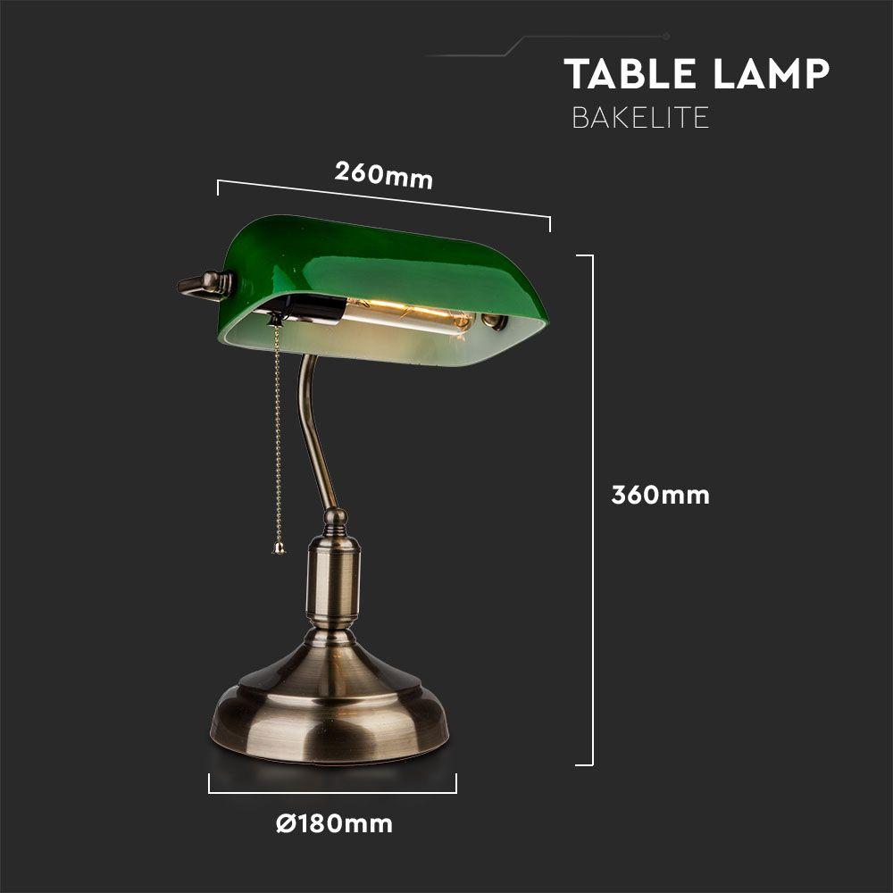 VT-7151 BANKER BAKELITE TABLE LAMP WITH E27 HOLDER-GREEN