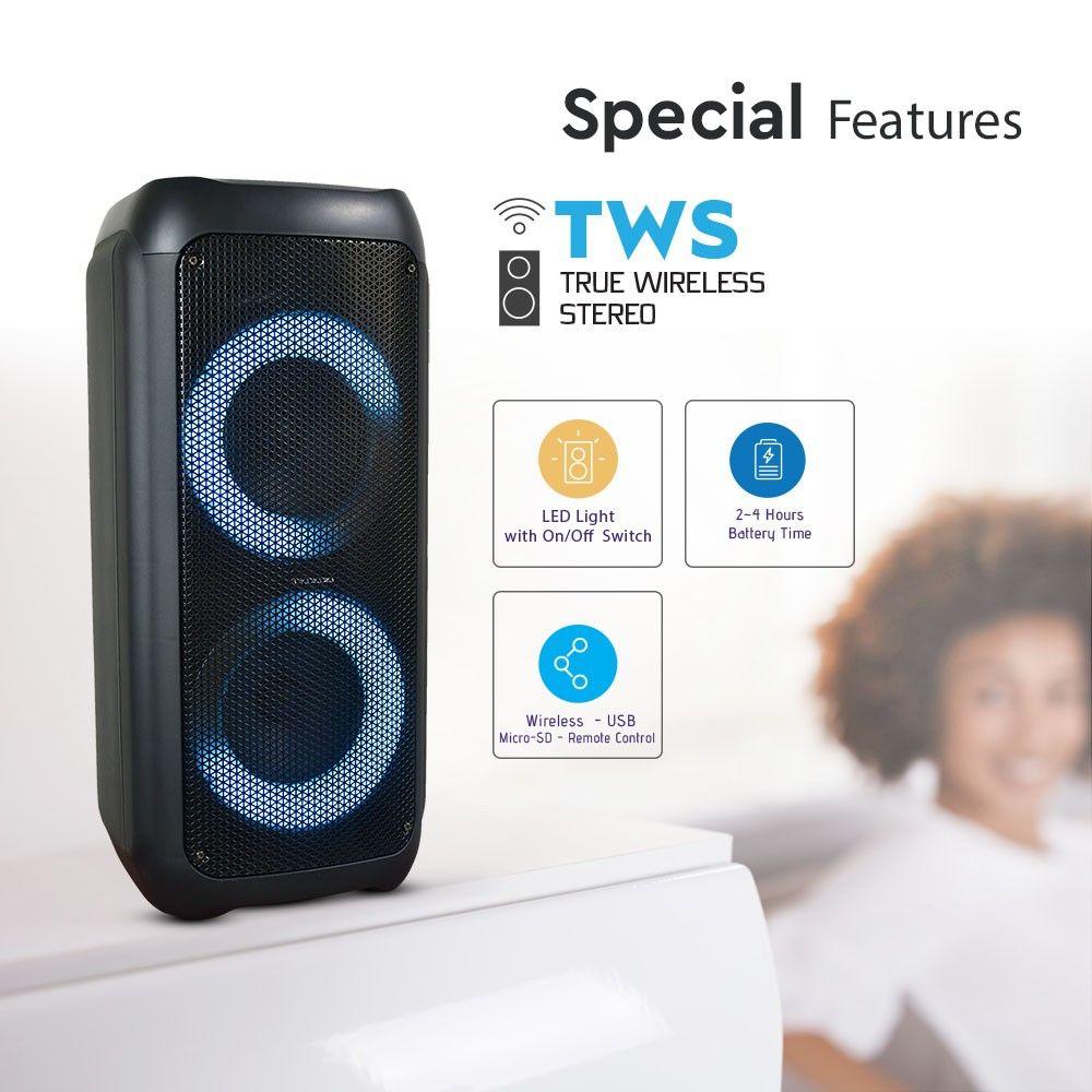 VT-6307-2 35W RECHARGEABLE SPEAKER (TWS FUNCTION) 1 WIRED MICROPHONE-RFCONTROL(2*6.5inch)